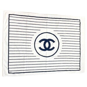 Chanel Blanket Coco Mark CHANEL Large Stole Black White